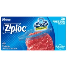 Ziploc 1 qt Clear Freezer Bag 38 pk #00381 NEW