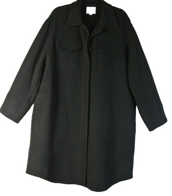 NEW, VINCE Double Wool Shirt Coat in Black Size 2X #W103