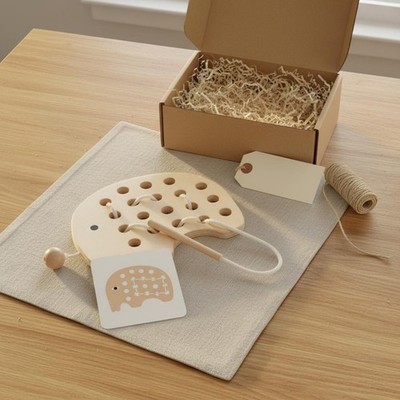 Creature Schnürspiel Montessori Holz Fädelspielzeug leicht zu greifen