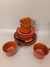Melitta Ceracron rot 11 teilig Set 4 Tassen mit Untertasse + 3 Frühstücksteller