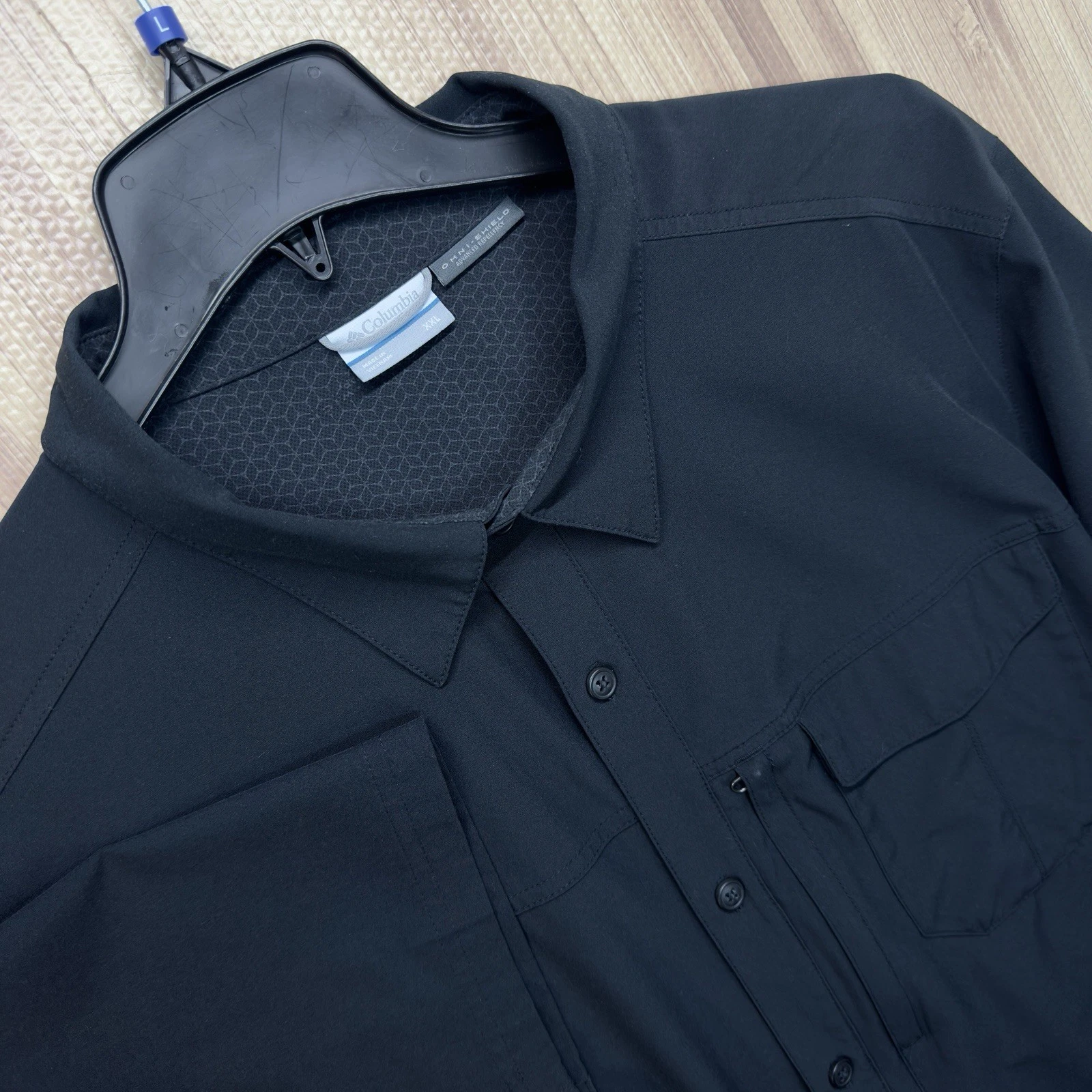 Columbia Omni Shield Short Sleeve Fishing Hiking Outdoor Shirt Mens XXL Black