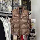 RLX Ralph Lauren Brown Leather Puffer Vest Womens Small EUC