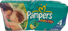 Vintage 2009 Pampers Baby Dry Mega Size 4 Diapers, 52 ct