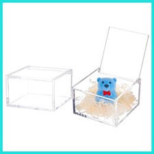 2Pcs Acrylic Box with Lid, 4x4x2.3inch Clear Cube Display Case Storage Boxes ...