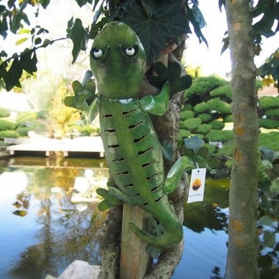 Gecko Gartenfigur Metall Gartendeko wetterfest handgefertigt ca. 50cm