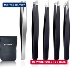 Tweezers for Women Facial Hair, 5Pcs Set, Round tip Eyebrow Tweezer for men, Pro