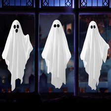 Spooky Halloween Window Clings Decorations: 3 Large Ghost Mirror Decals