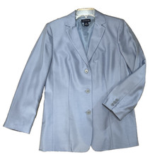 Ann Taylor 10 100 Silk Light Blue Blazer Lined Quiet Luxury