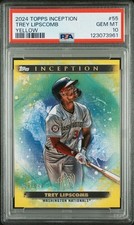 2024 Topps Inception #55 Trey Lipscomb RC PSA 10 GEM; Yellow #118/199; Nationals