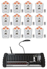12 Rockville RF WEDGE WHITE RGBWA UV Wireless DMX Up Lights 384 Ch. Controller