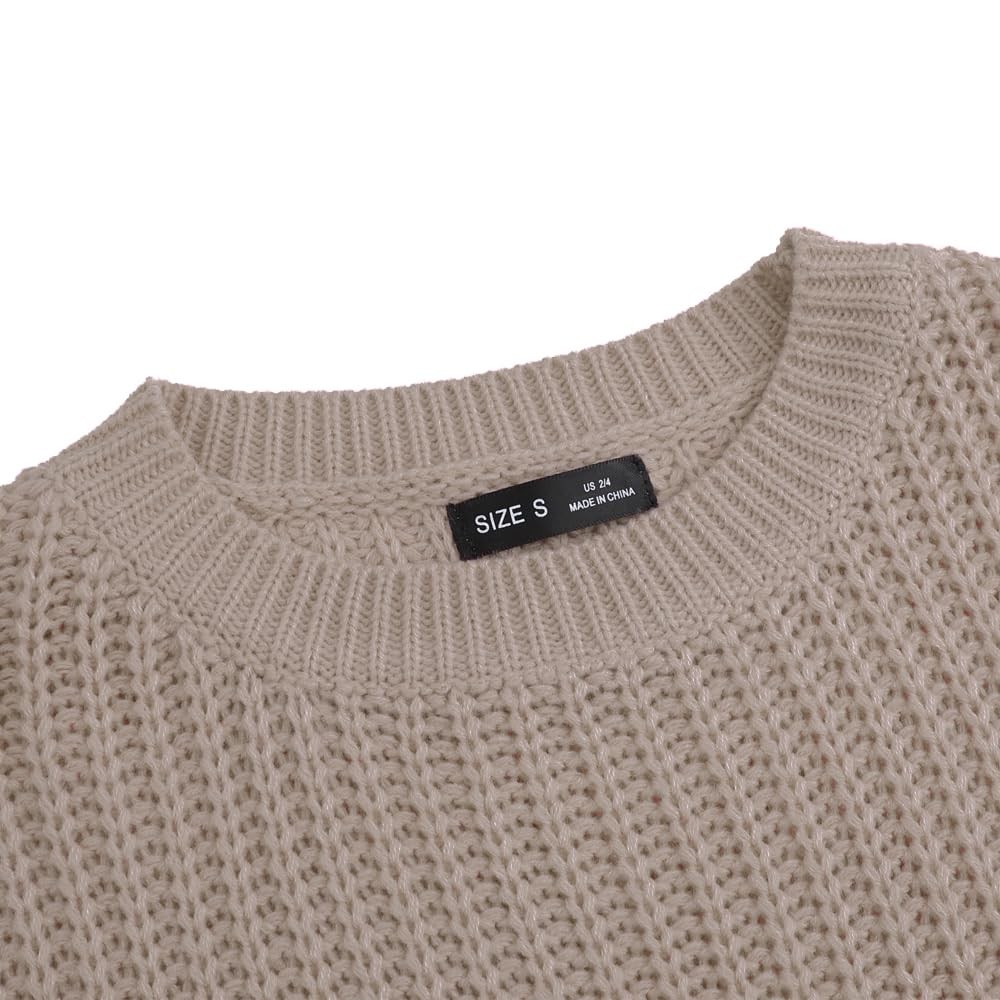 Spring Fall Crew Neck Batwing Cropped Sweater for… - image 3