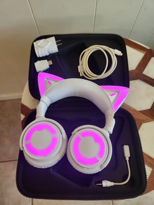 YOWU Cat Ear Headphones 4GS Wireless Bluetooth Noise Cancelling Headphones w/Mic