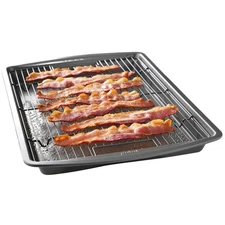 15" x 10.5" Nonstick Carbon Steel Baking Pan with Raised Rack – Dishwasher Safe
