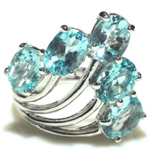 BIG NATURAL HIGH QUALITY BLUE TOPAZ RING 925 STERLING SILVER,VINTAGE .SIZE 6.75