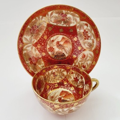 Antike Sammeltasse Carl Friedrich Boseck&Co Haida Böhmen um 1900 handbemalt Gold
