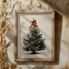 Vintage Christmas Tree Print Holiday Wall Art Festive Printable Decor