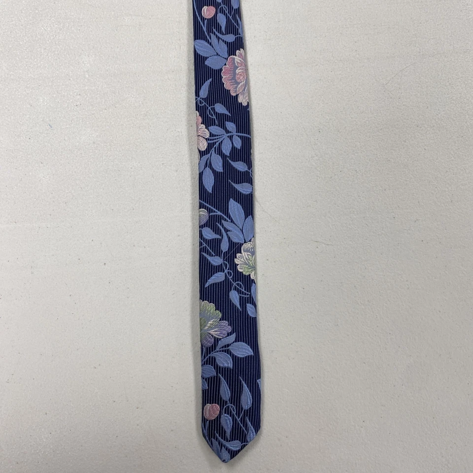 Corbata Bruno Piattelli EE. UU. Para hombres Azul Estampado Floral Jacquard 100% Seda Cuello Foto 3 de 4