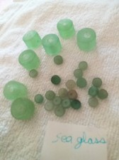 Sea Glass Green 7 Large Beads And 20 Small Beads