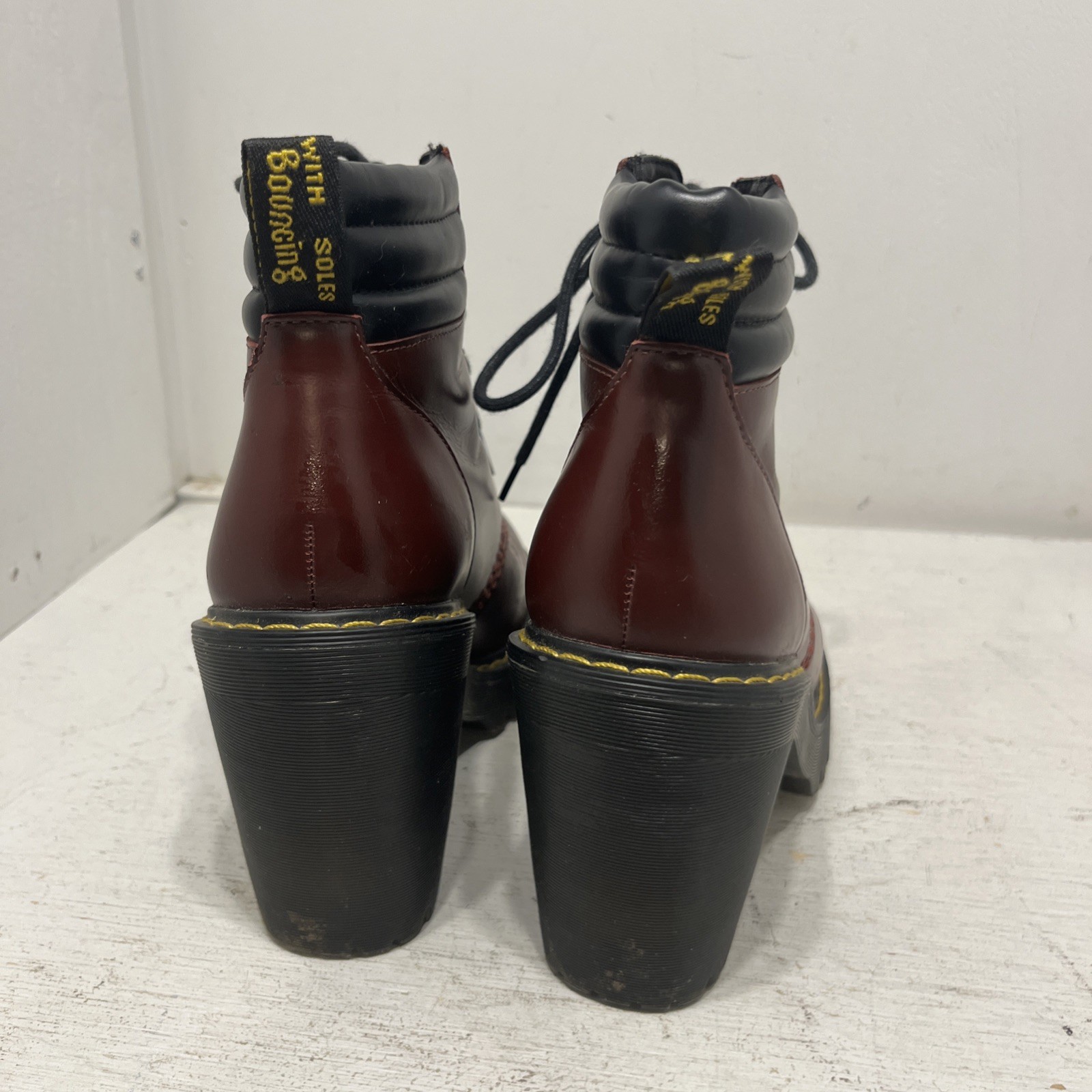 Dr. Doc Martens Persephone Cherry Burgundy Platform High Heel Boots Womens Sz 6 thumbnail 6