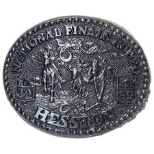 1989 NFR Belt Buckle NOS National Finals Rodeo Steer Wrestling Horse Cowboy