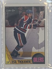 1987 O-PEE-CHEE ESA TIKKANEN #7 ROOKIE CARD. rookie card picture