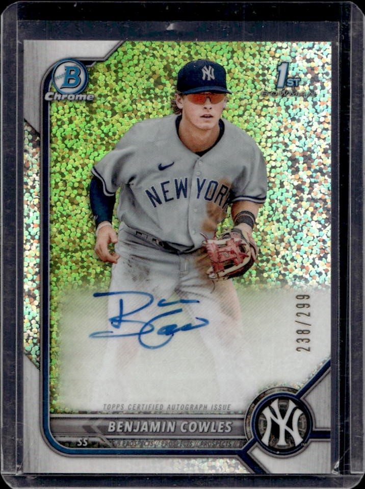 2022 Bowman Chrome Benjamin Cowles Auto Speckle Refractor 1st #238/299