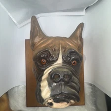 mid-century decorative item vintage statue or plaque of a Boxer dog's head