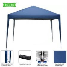 10'X10' Party Gazebo Wedding Tent Canopy Awning Marquee W/Carry Bag Blue