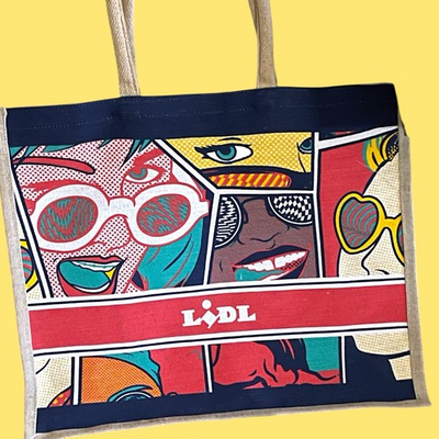 #ad #ad LIDL Tote Pop Art Colorful Comic Natural Jute Eco Beach Shopping Bag 18x15 $58.50