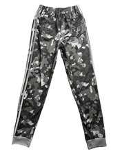 Adidas Pants Boys Large 14/16 Black Gray Camo Regular Fit Athletic Track Youth