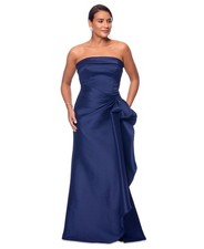 Xscape Navy Blue Strapless Cascade Ruffle Mermaid Gown Dress Size 14 $318
