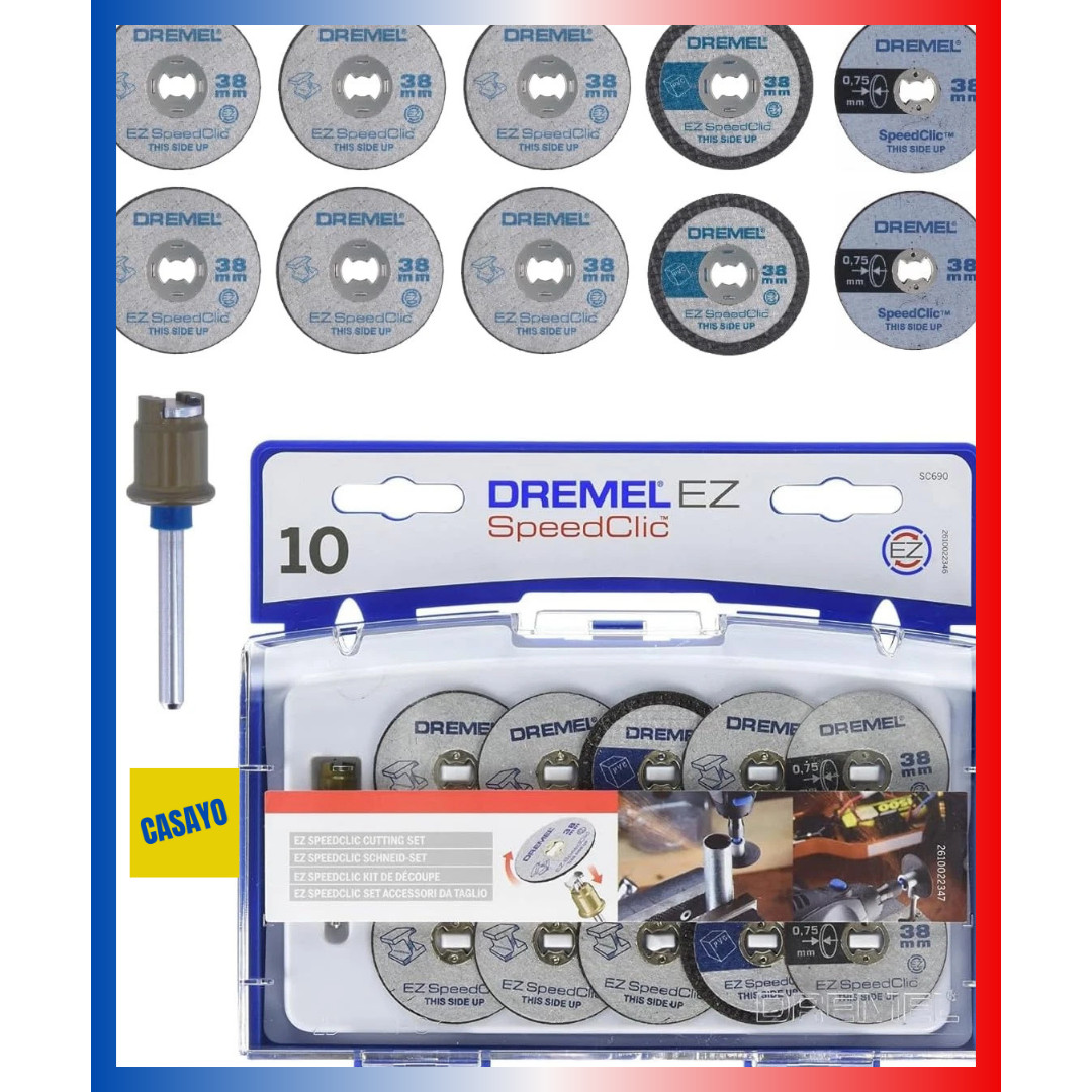 Kit 10 disques à tronçonner métal et plastique 115mm avec leur coffret de meules robuste