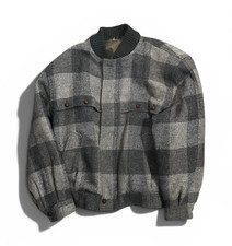 80 s Valentino Uomo Shadow Plaid Tweed Wool Bomber Jacket Size 52 L