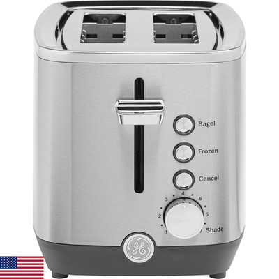 Ge 2 Slice Stainless Steel Toaster Extra Wide Slots For Toasting Bagels Breads