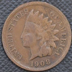 1908-S   VF   Indian Head Cent, KEY DATE!