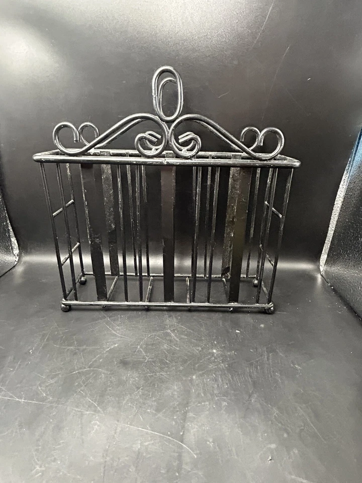 SOPORTE PARA CARTAS DE CORREO VINTAGE NEGRO HIERRO DESPLAZAMIENTO ESCRITORIO ACCESORIO PIES DE BOLA Foto 4 de 4