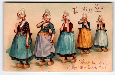 Frances Brundage Postcard Valentine To Mine Luv Dutch Women Wood Shoes 103 Tuck
