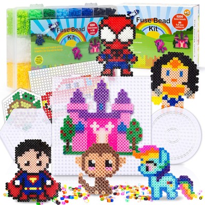 Large Fuse Bead Kit 5200 Melty Beads with Pegboards Hama & Perler Compatible