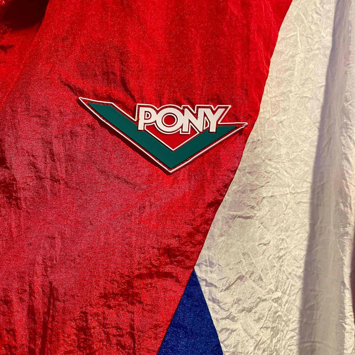 PONY　ヴィンテージ　トラックジャケット　90s　ロゴ　ブロックデザイン　XL Forever 21 Retro 90's Pony Windbreaker Jacket L Red White Blue
