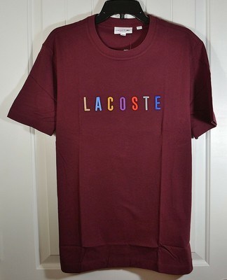 lacoste maroon t shirt