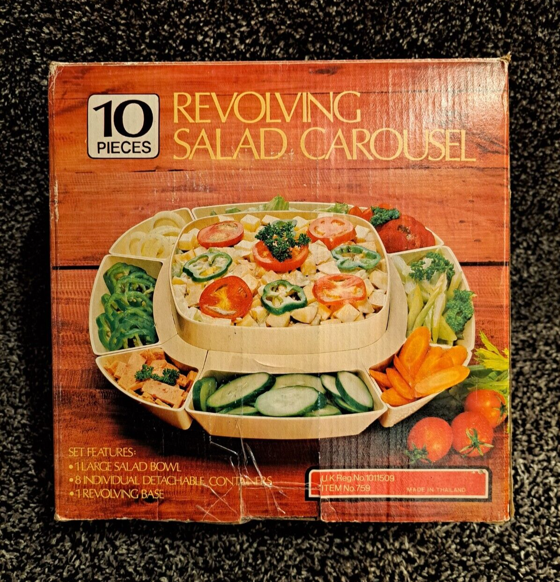 Vintage NEW Revolving Salad Carousel Lazy Susan 10 Pieces