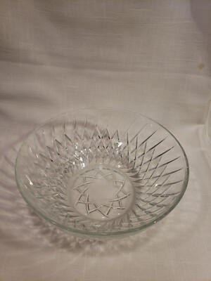 Vtge~Luminarc~France~Clear Glass~Diamond Cut~Serving Bowl~7.75''Wx3 1/8''T(TS)