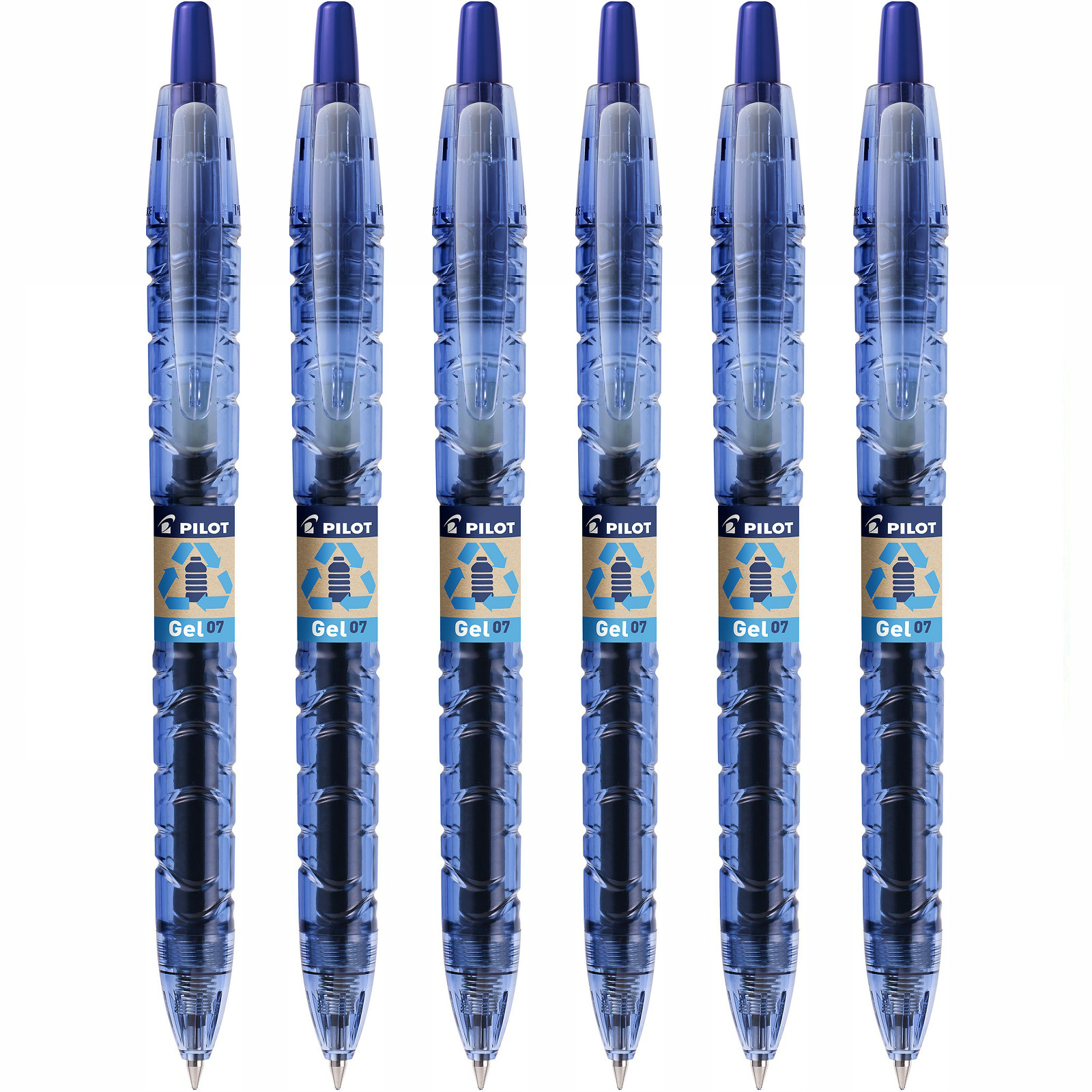 Pilot B2P Gel Ink Rollerball Pen Begreen Recycled Pen Medium Tip Set of 6 Blue