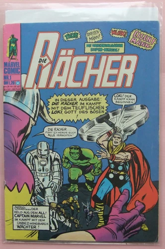 6.5 FN- FINE - AVENGERS # 1 FOREIGN GERMAN EURO VARIANT OWP/CP YOP 1974 N