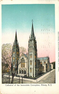 CATHEDRAL OF IMMACULATE CONCEPTION, ALBANY, NEW YORK, VINTAGE POSTCARD