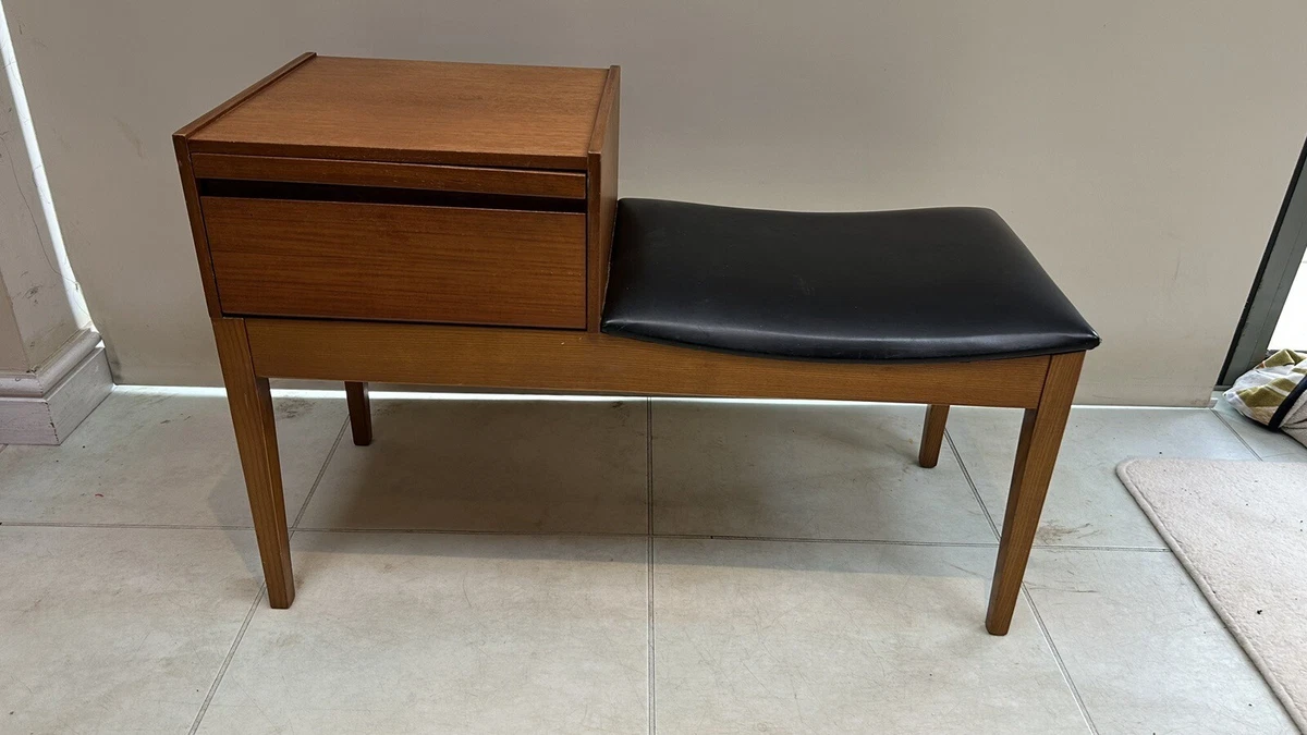 Vintage Retro 1970 s Chippy Original Teak Telephone Table Faux