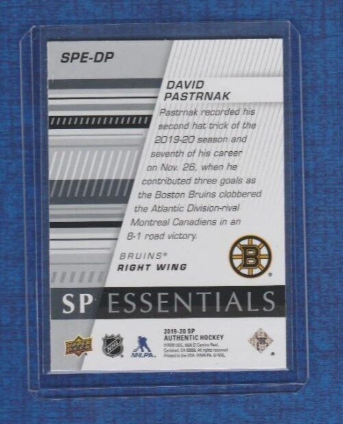 2019-20 Upper Deck SP Authentic Essentials # SPE-DP David Pastrnak - Image 2 of 2