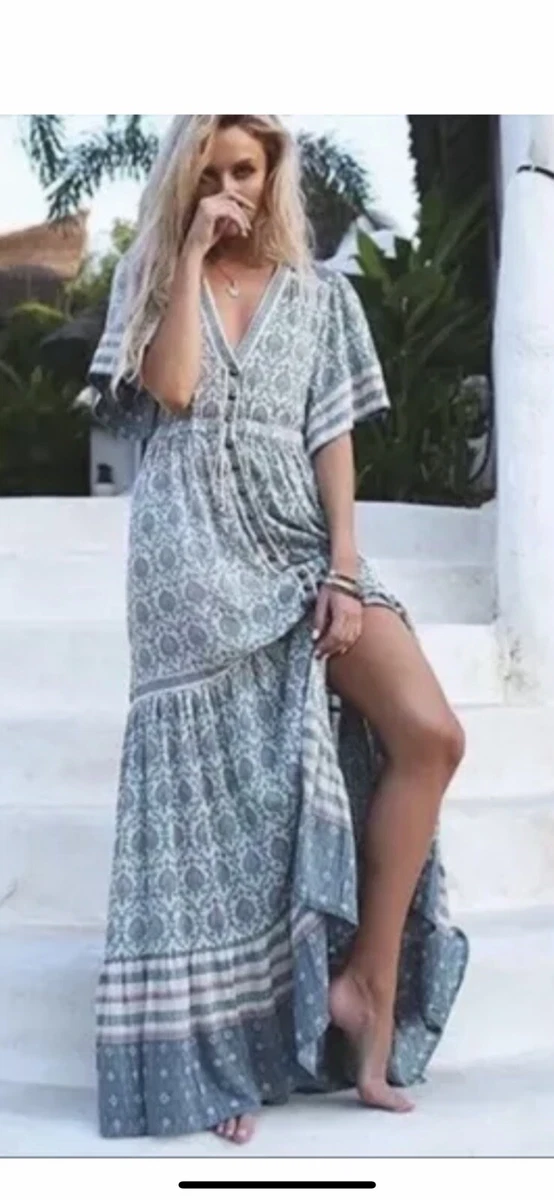 Grey boho maxi dress sale
