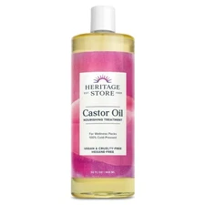 Heritage Store Castor Oil 32 fl oz 960 ml Cruelty-Free, EcoFriendly, Hexane-Free