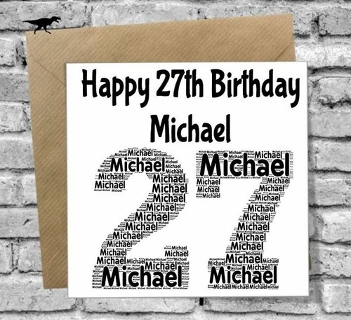 PERSONALISED 27TH BIRTHDAY CARD DAUGHTER SON BROTHER SISTER BOYFRIEND GIRLFRIEND - Picture 2 of 3